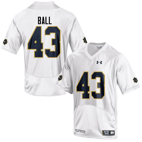 Men's NCAA Notre Dame Fighting Irish #43 Brian Ball Stitched College Under Armour Authentic White Football Jersey WV10F66IN